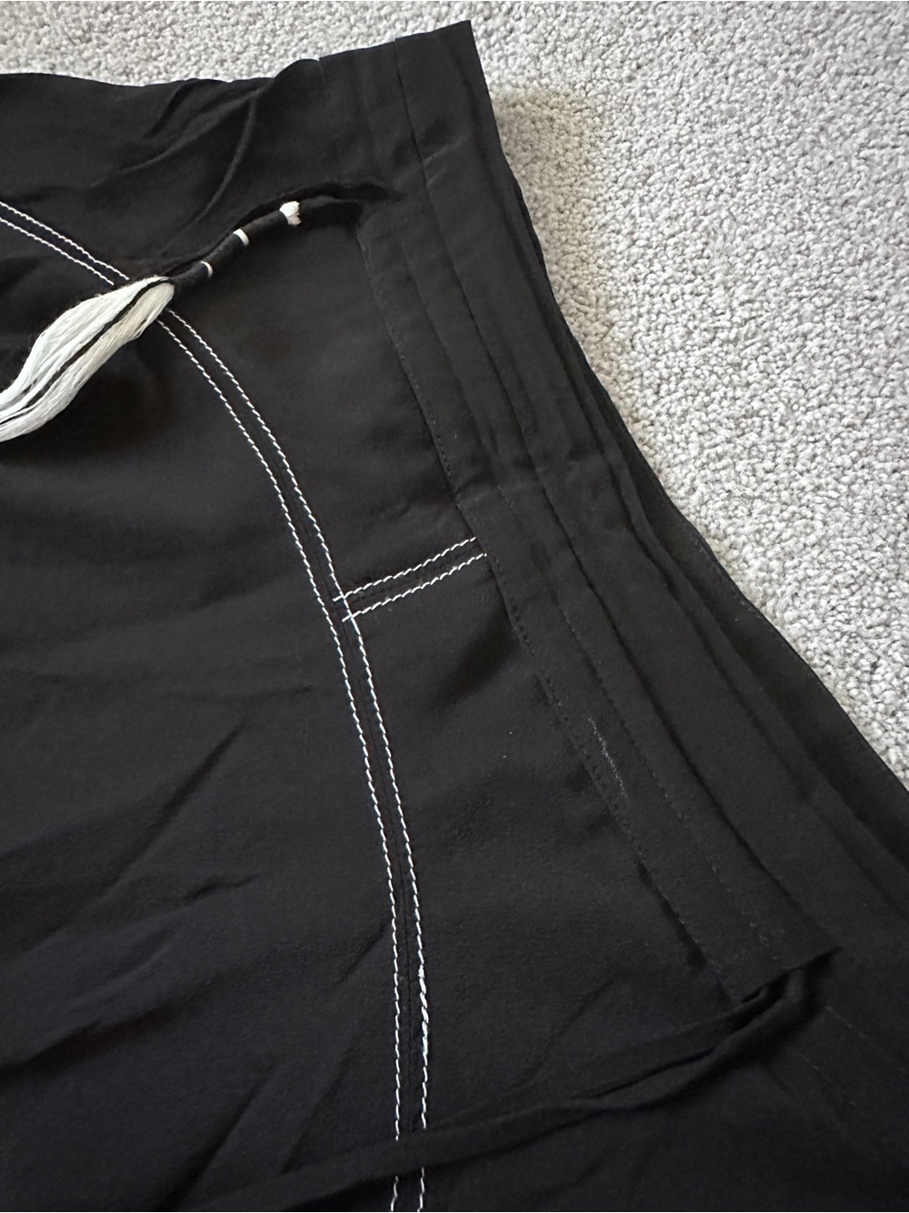 100% Silk Designer Black Asymmetric Midi Skirt W Adjustable Tassels Lined Size M - Picture 13 of 14